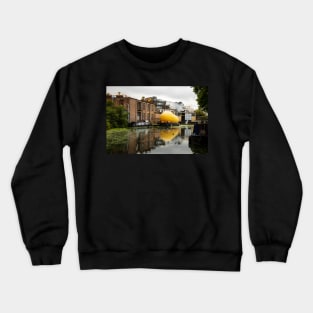 Boat reflections at Haggerston, Hackney, London Crewneck Sweatshirt